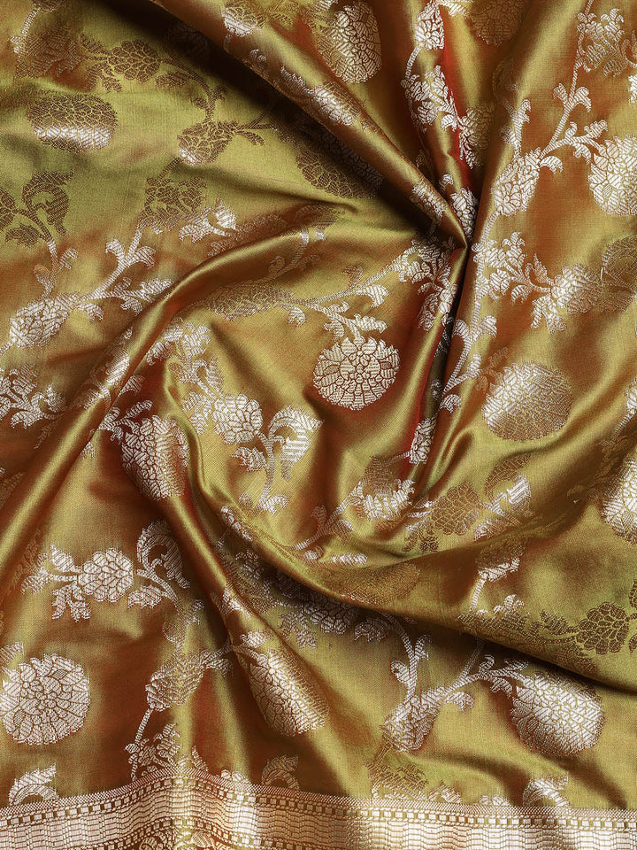 Woven Banarasi Chanderi Unstitched Suit With Dupatta
