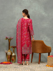 Printed Chanderi Kurta With Pant & Dupatta