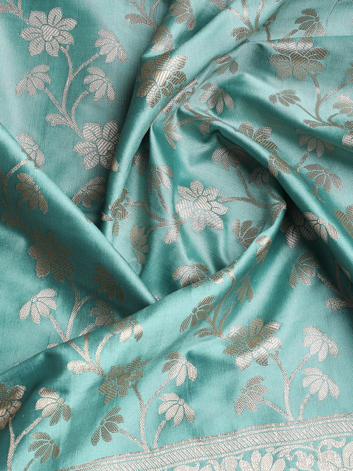 Woven Banarasi Chanderi Unstitched Suit With Dupatta