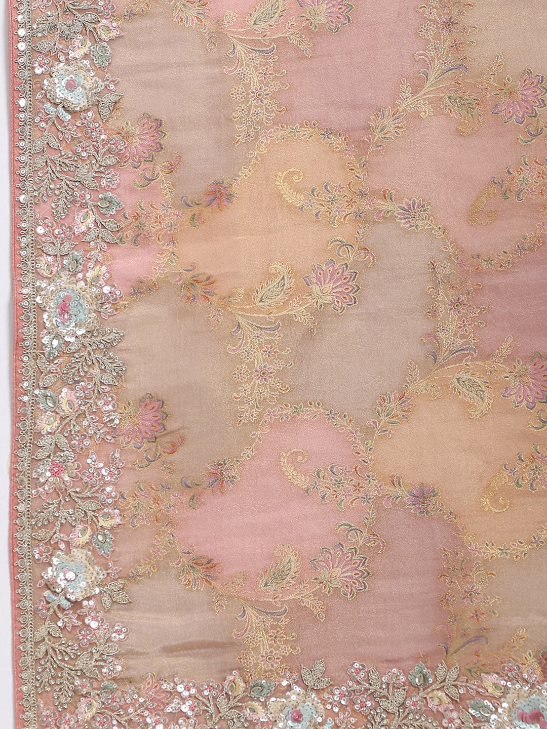 Sequin Embroidered Border Tissue Saree
