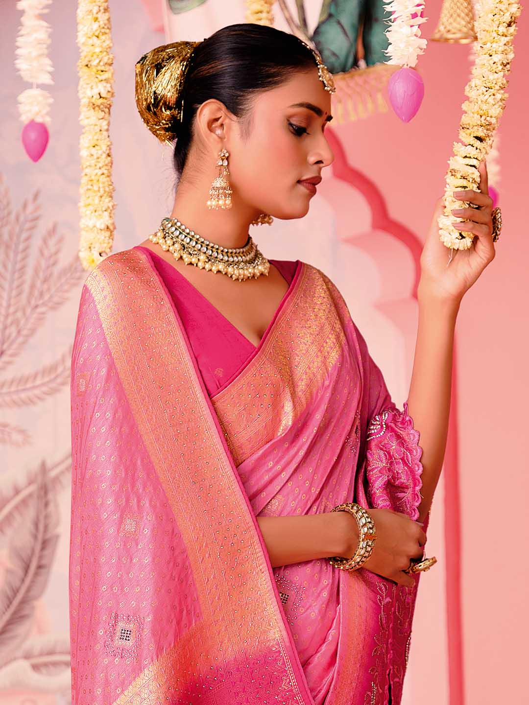 Woven Border Booti Art Silk Saree