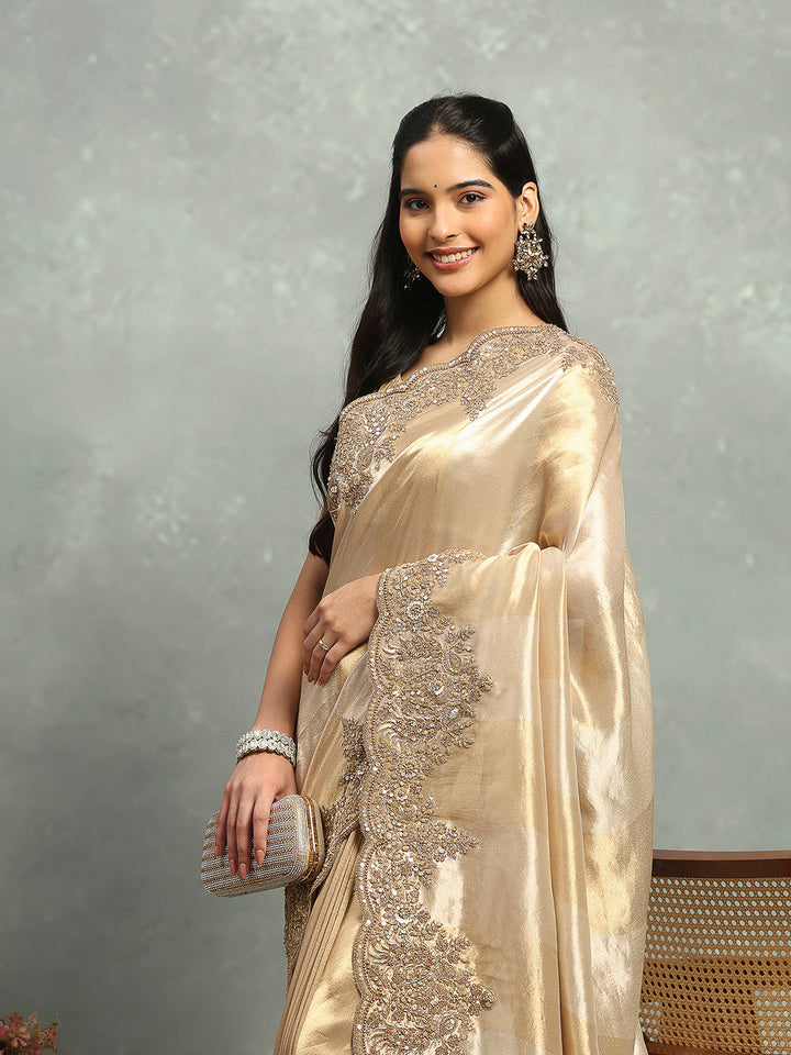 Zari Jaal &amp; Sequin Embroidered Banarasi Saree
