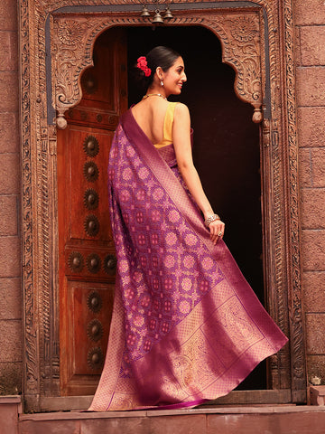 Bandhani Print Banarsi Woven Saree