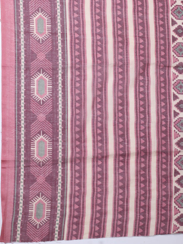 Printed Cotton Blend Unstitched Suit With Pant &amp; Dupatta