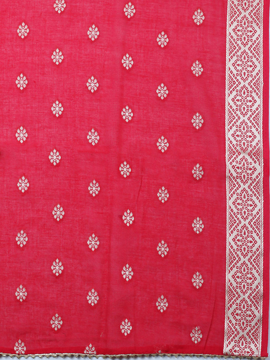 Neck Embroidered Chanderi Unstitched Suit With Dupatta
