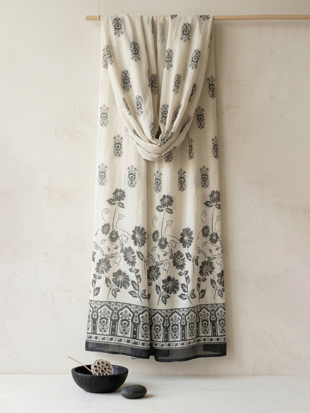 Printed Cotton Blend Unstitched Suit With Pant &amp; Dupatta