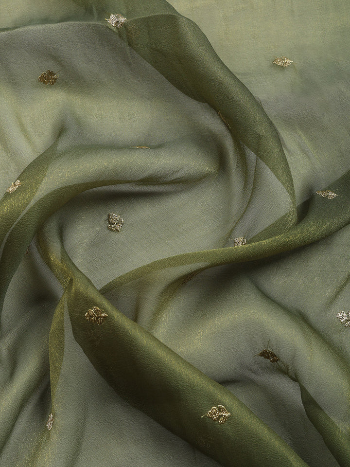 Embroidered Tissue Unstitched Suit With Pant &amp; Dupatta