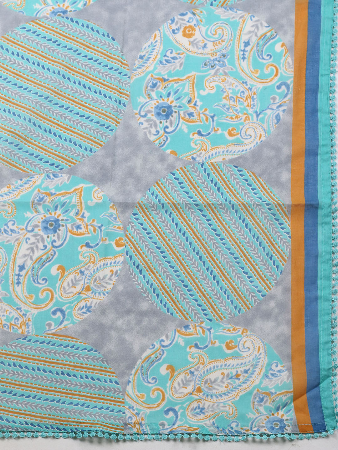 Embroidered Cotton Blend Unstitched Suit With Pant &amp; Dupatta