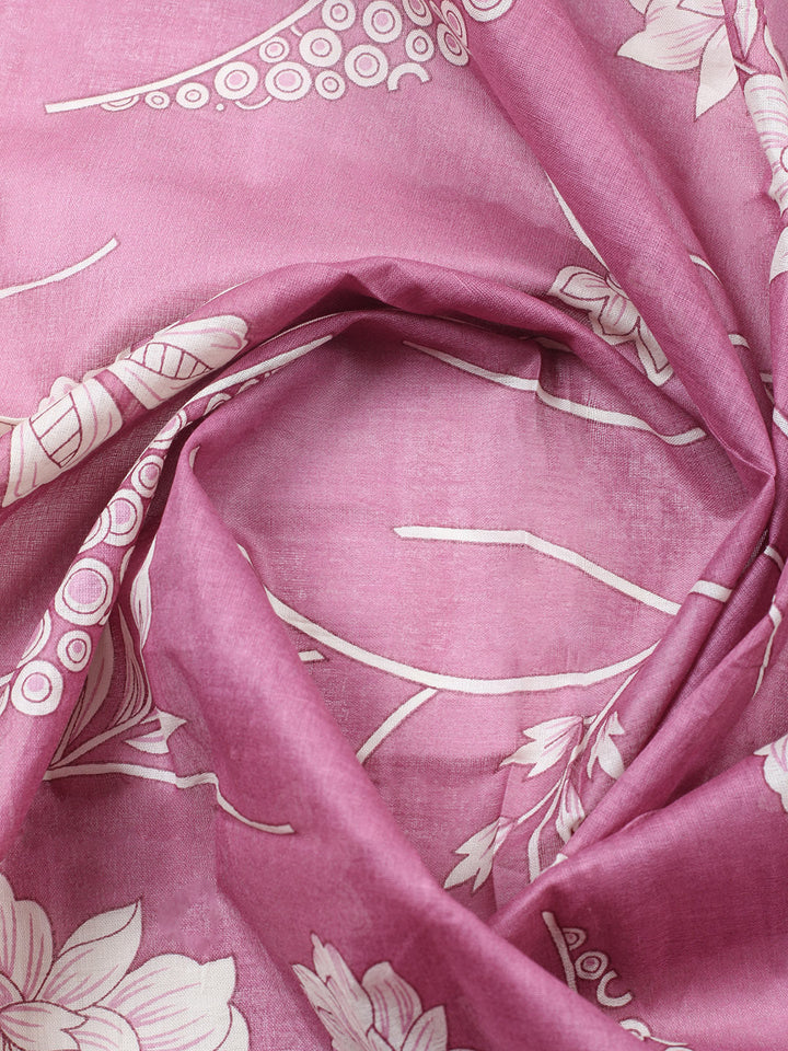 Printed Cotton Blend Unstitched Suit With Pant &amp; Dupatta