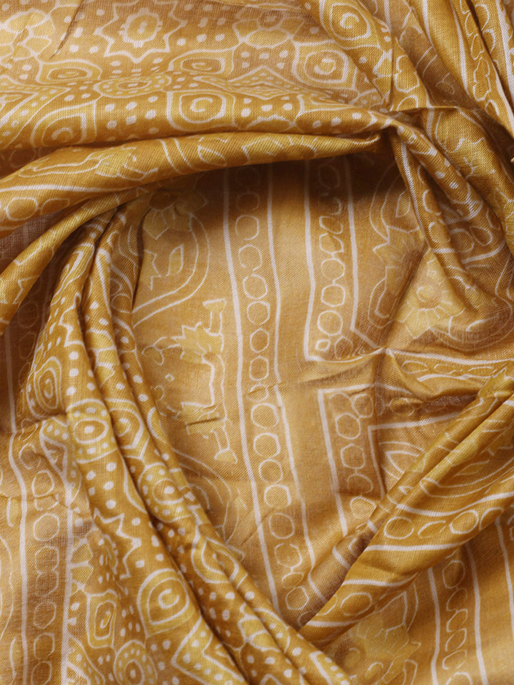 Printed Cotton Blend Unstitched Suit With Pant &amp; Dupatta