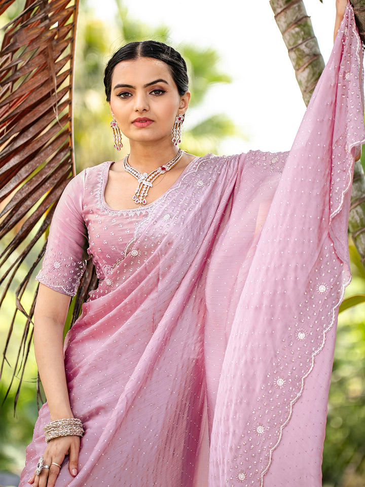 Embroidered Chiffon Saree