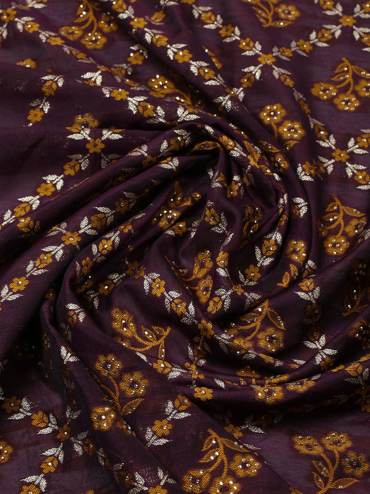 Embroidered Georgette Unstitched Suit With Pant &amp; Dupatta