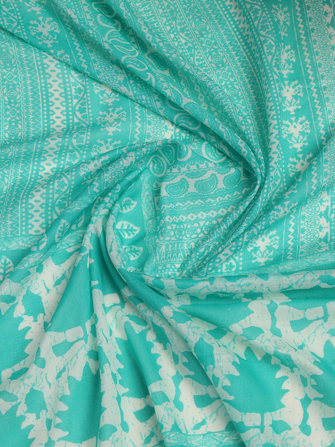 Printed Cotton Blend Unstitched Suit With Dupatta