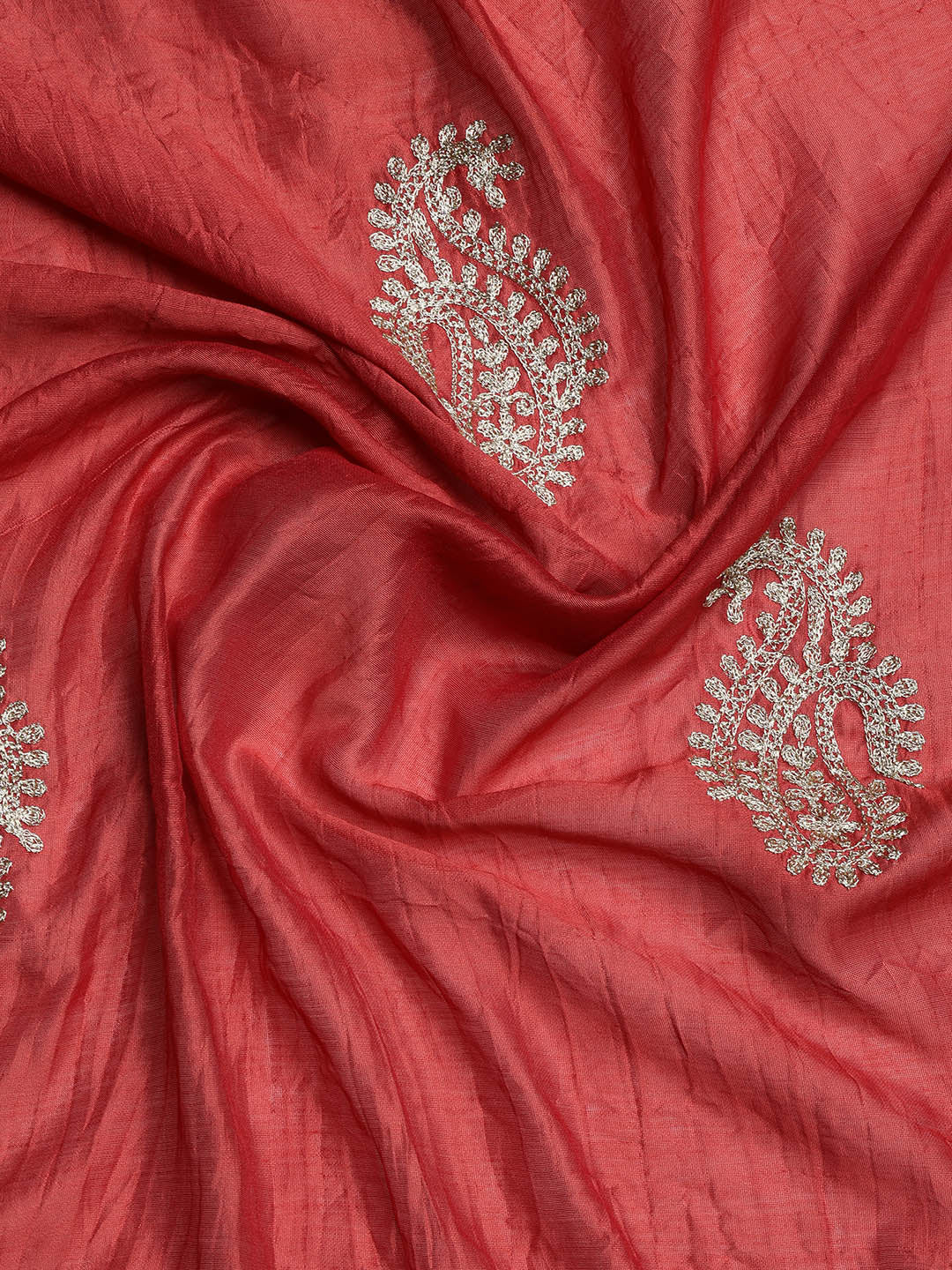 Embroidered Chanderi Unstitched Suit With Dupatta
