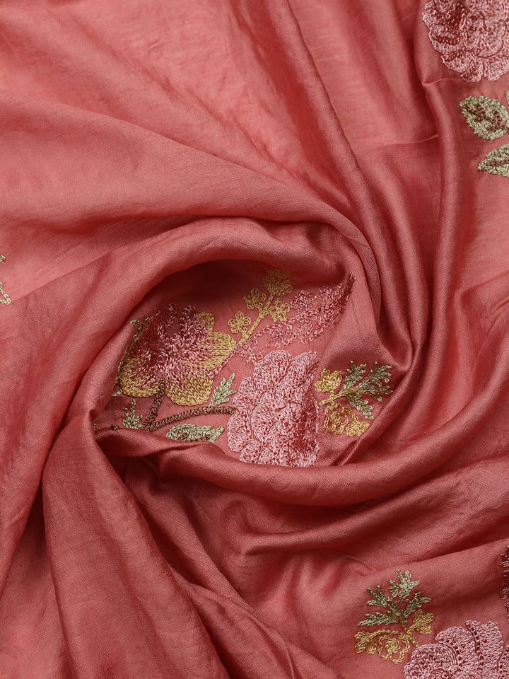 Embroidered Muslin Unstitched Suit With Pant &amp; Dupatta