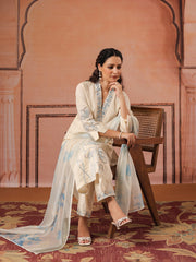 Embroidered Cotton Kurta With Pant & Dupatta