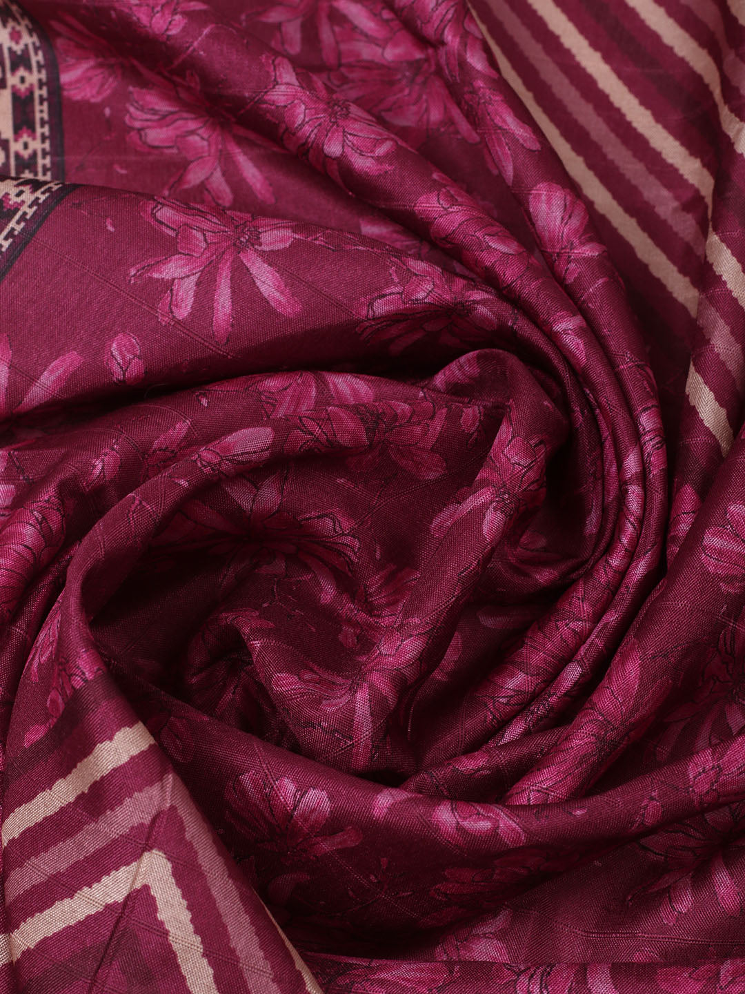 Embroidered Tussar Unstitched Suit With Pant Dupatta