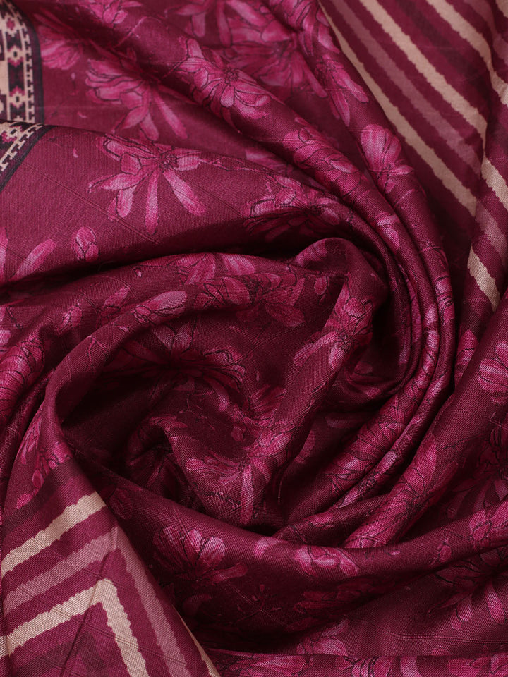 Embroidered Tussar Unstitched Suit With Pant Dupatta
