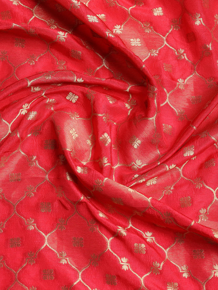 Embroidered Chanderi Unstitched Suit With Dupatta