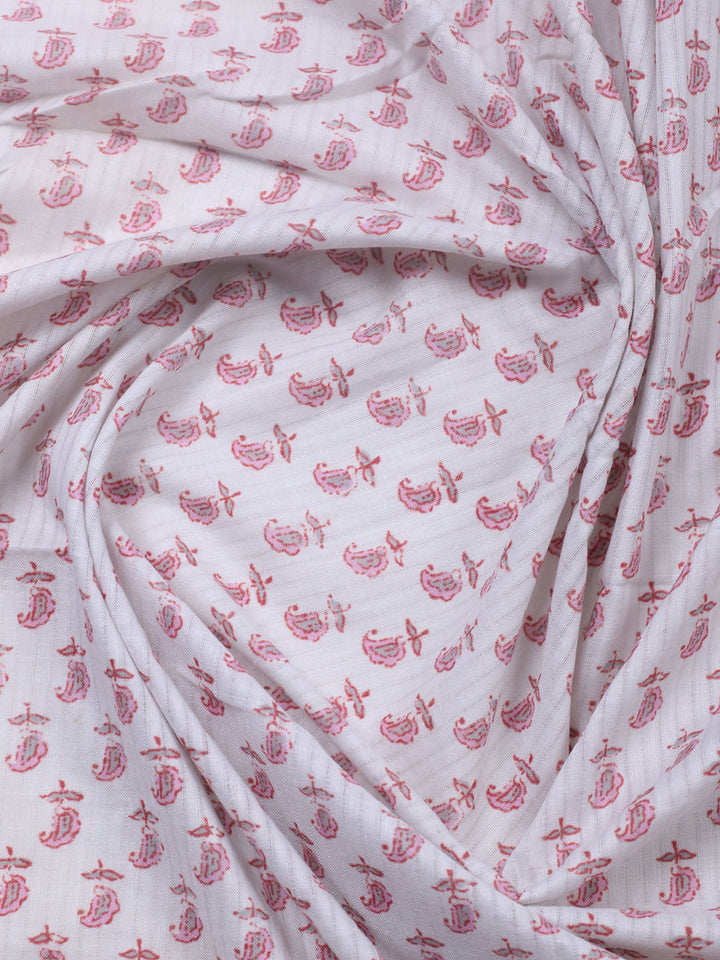 Printed Cotton Blend Unstitched Suit With Pant &amp; Dupatta