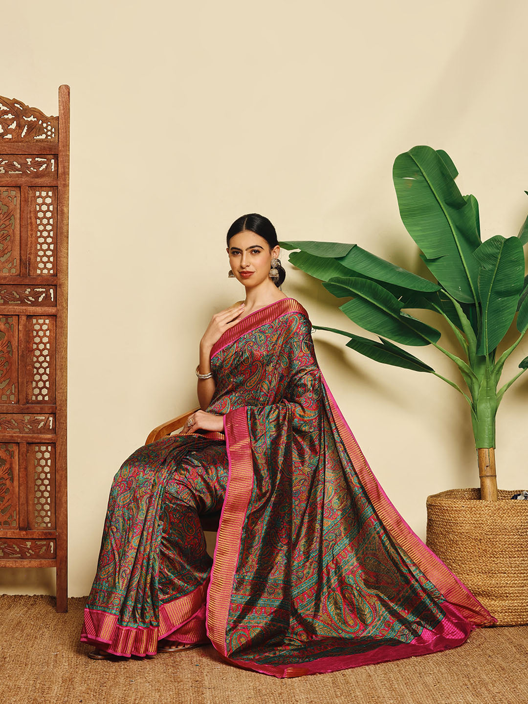 Paisley Printed Art Silk Saree