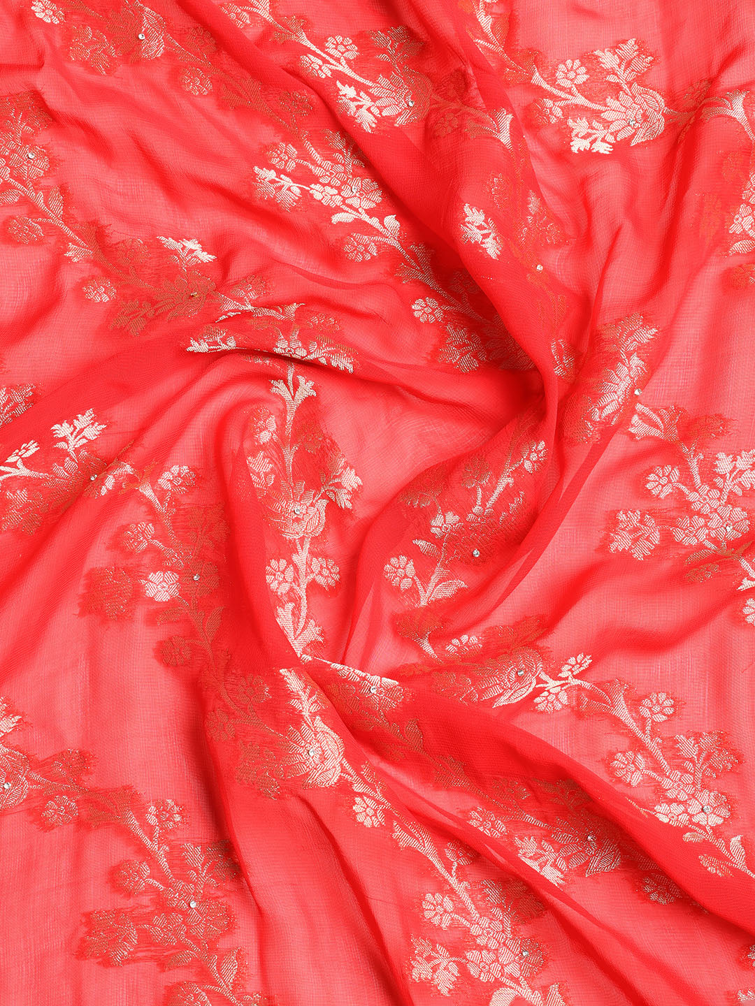 Neck Embroidered Georgette Unstitched Suit With Dupatta