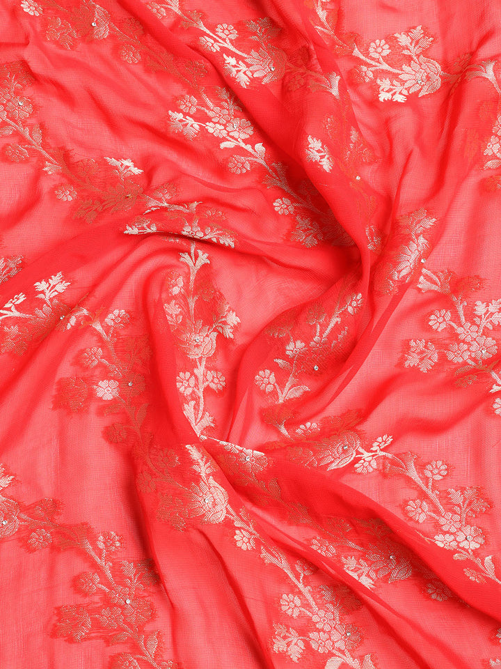 Neck Embroidered Georgette Unstitched Suit With Dupatta
