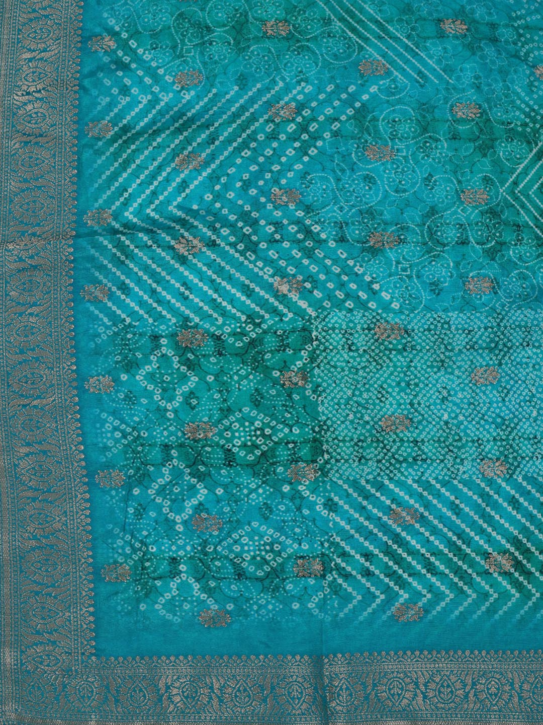 Bandhani Printed Art Silk Kurta With Pants & Dupatta