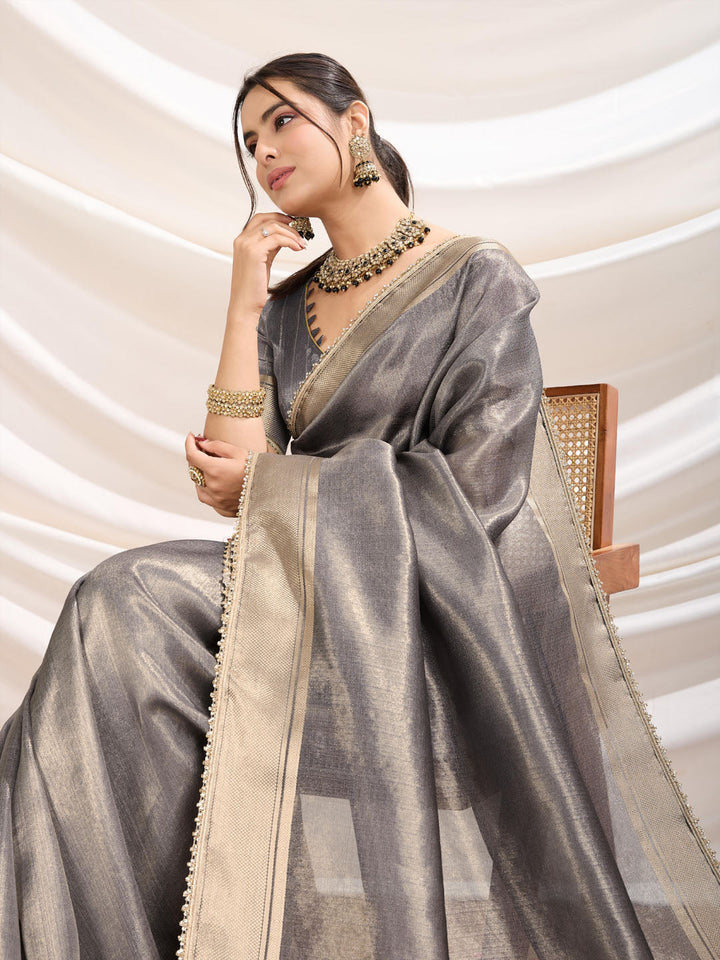 Woven Design Linen Blend Saree