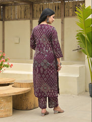 Printed Cotton Blend Kurta With Palazzo