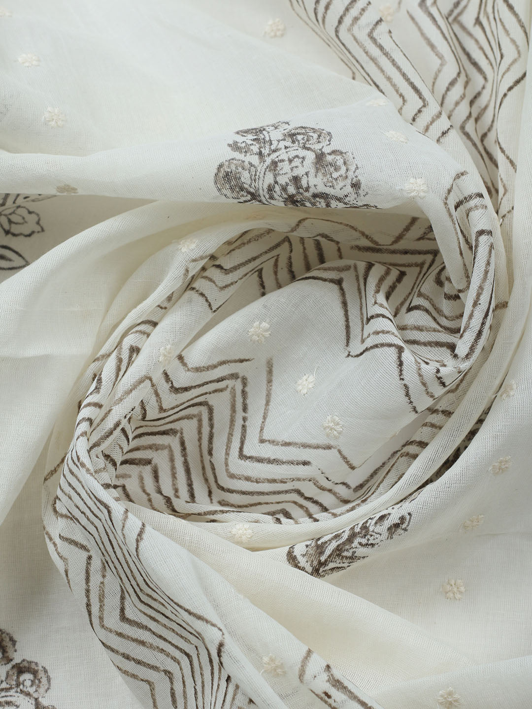 Embroidered Cotton Blend Unstitched Suit With Pant &amp; Dupatta