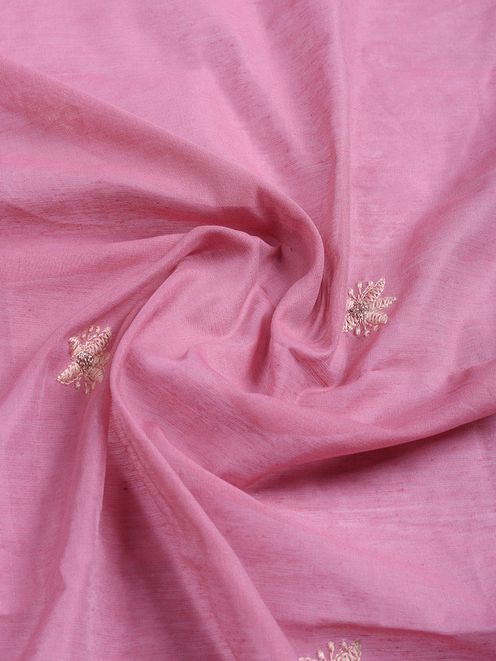 Embroidered Cotton Blend Unstitched Suit With Pant &amp; Dupatta