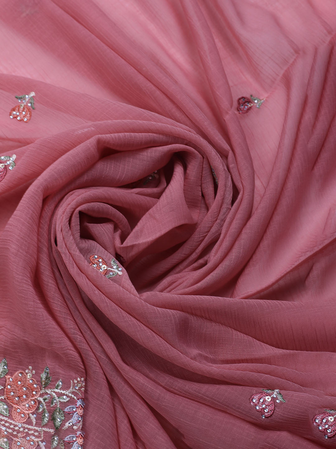 Embroidered Chiffon Unstitched Suit With Dupatta