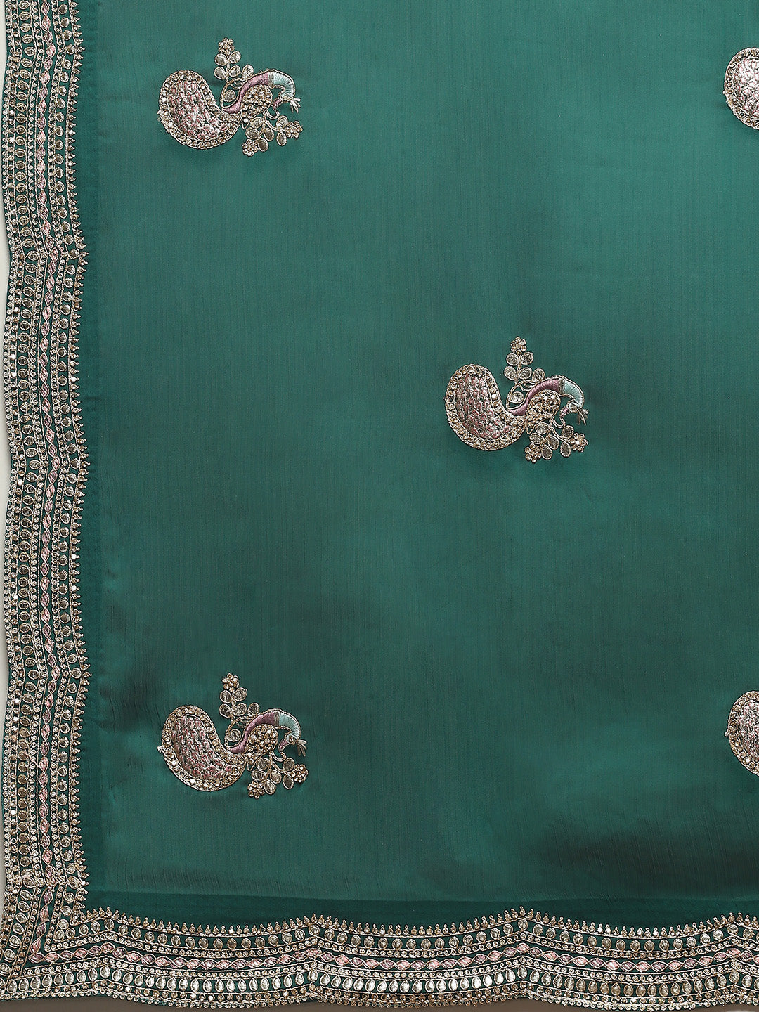 Stone Work Art Chiffon Saree