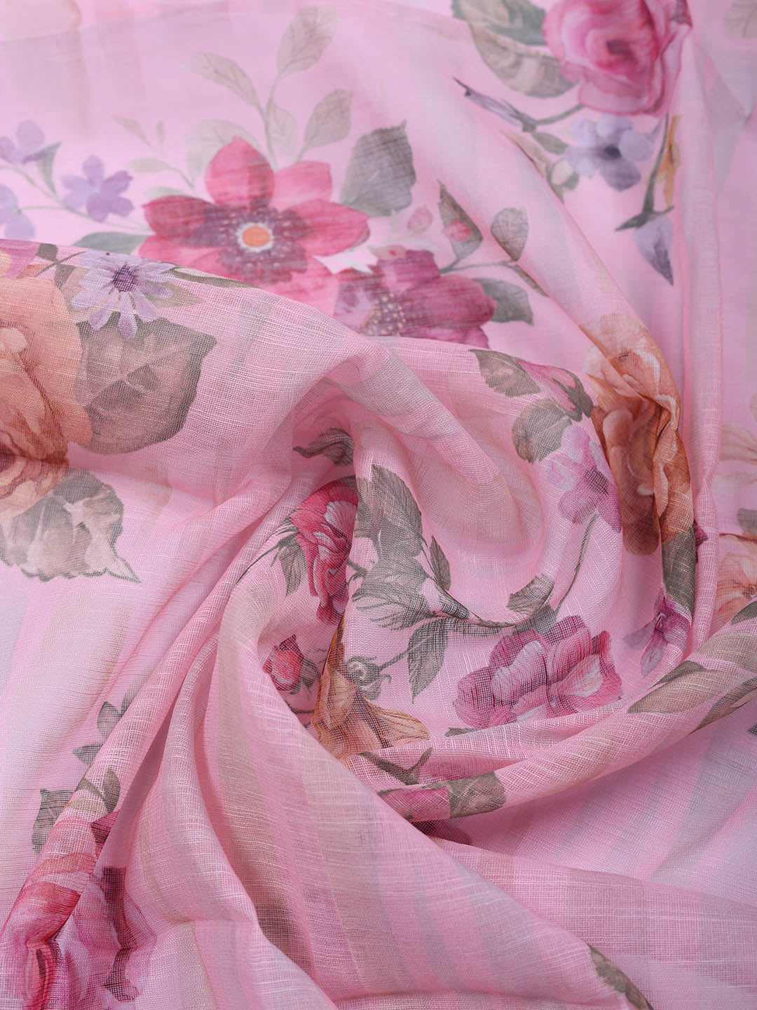 Embroidered Linen Blend Unstitched Suit With Pant &amp; Dupatta