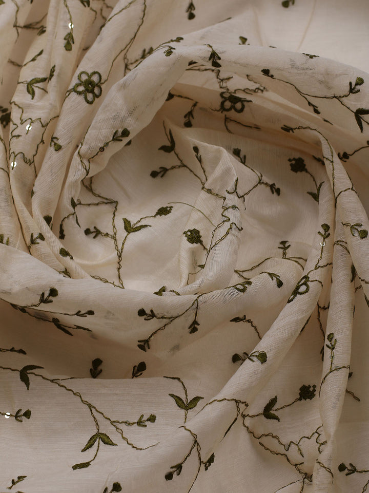 Neck Embroidered Cotton Blend Unstitched Suit With Dupatta