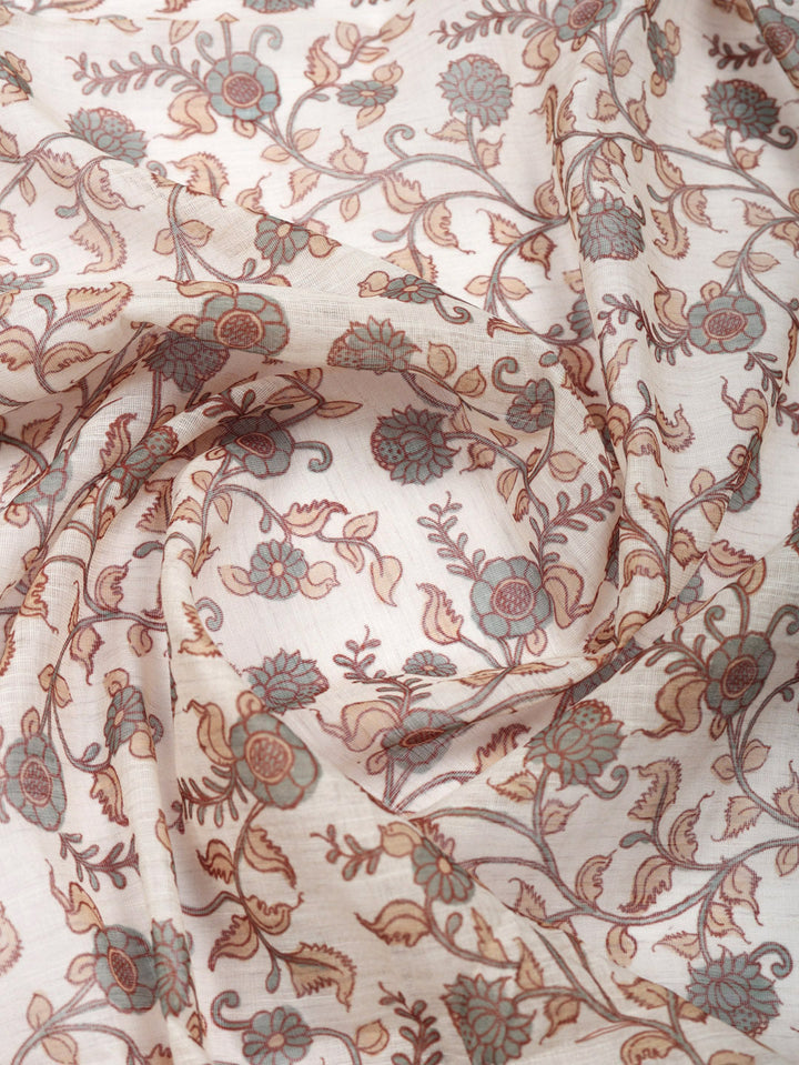 Embroidered Cotton Blend Unstitched Suit With Pant &amp; Dupatta