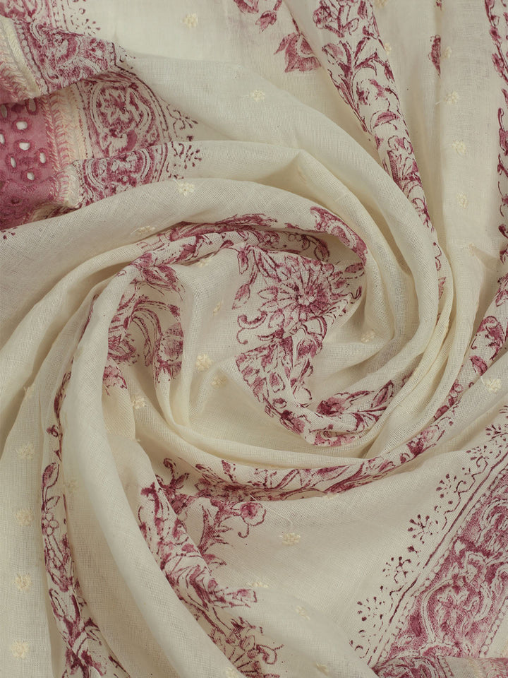 Printed Cotton Unstitched Suits Printed Suit With Pant &amp; Dupatta