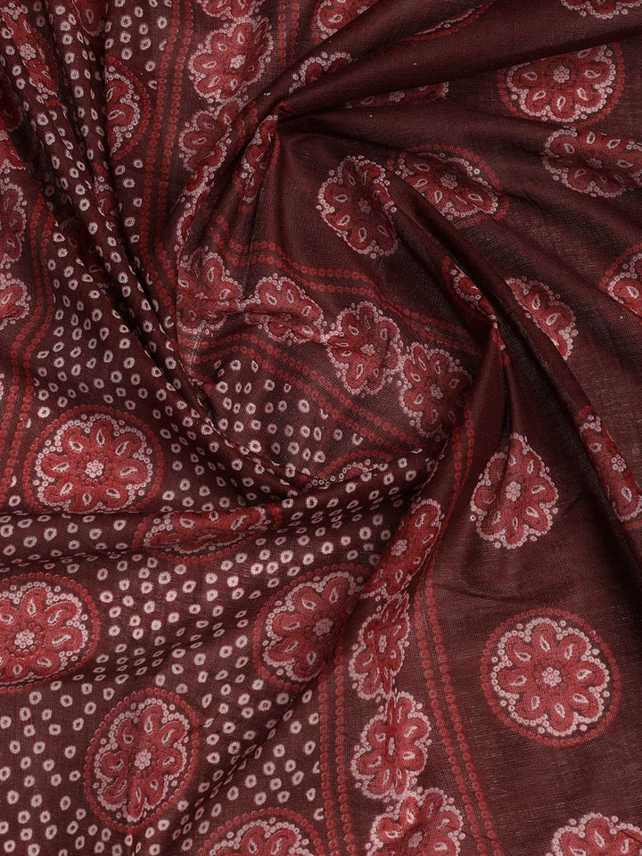 Printed Cotton Blend Unstitched Suit With Dupatta