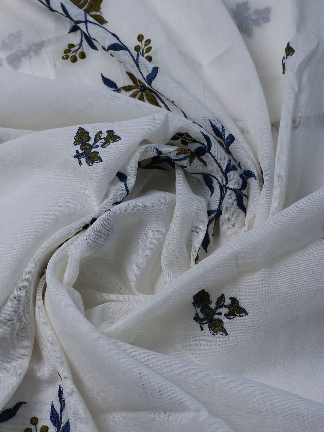Neck Embroidered Cotton Blend Unstitched Suit With Dupatta