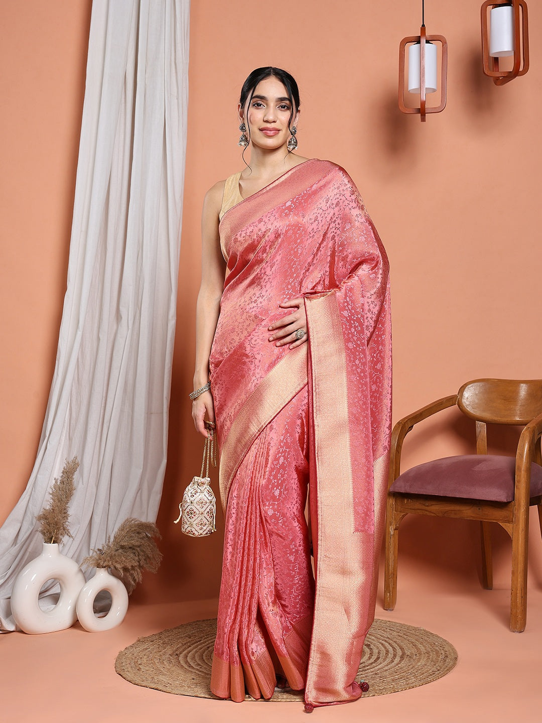 Woven Design Satin Saree