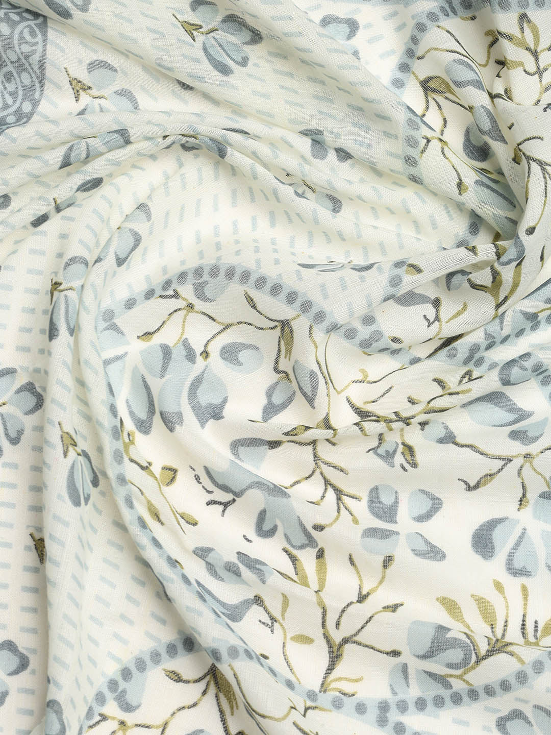 Printed Cotton Blend Unstitched Suit With Dupatta