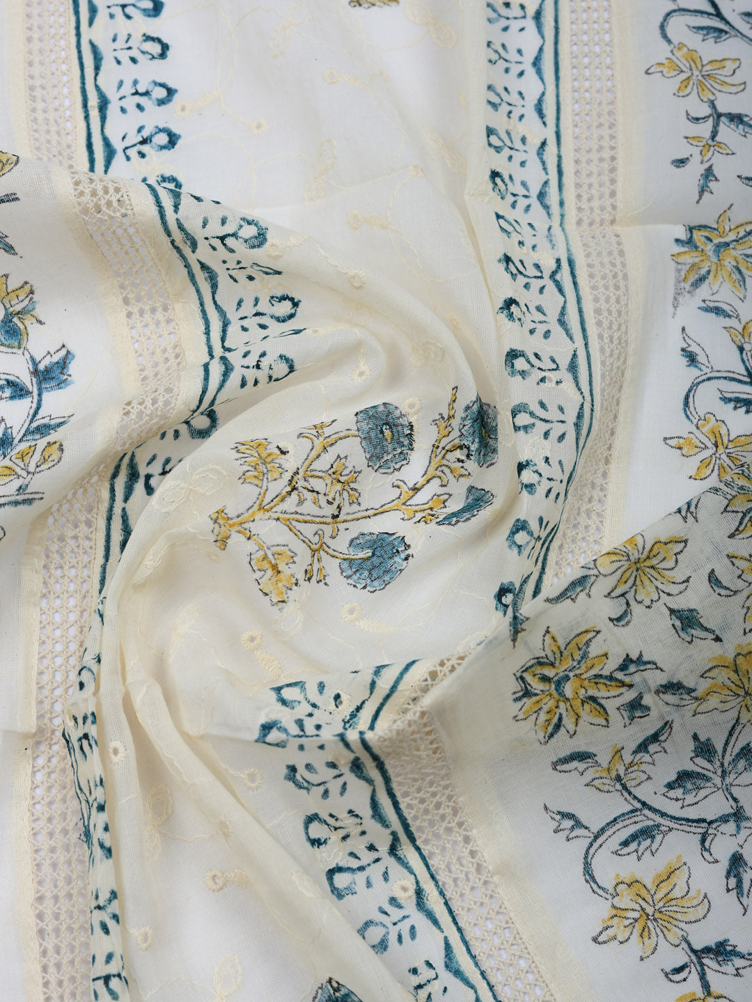Embroidered Cotton Blend Unstitched Suit With Pant &amp; Dupatta