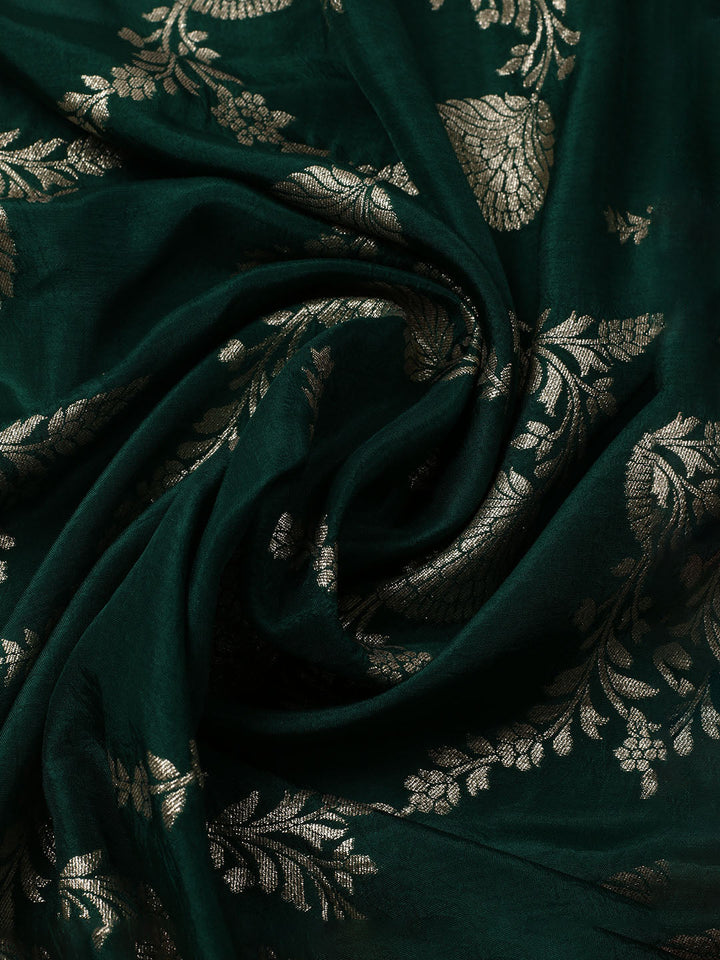 Neck Embroidered Chanderi Unstitched Suit With Dupatta