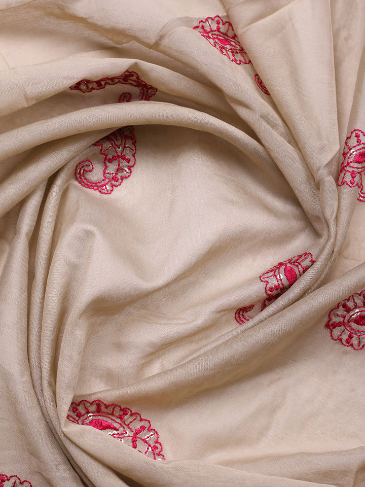 Embroidered Cotton Unstitched Suit With Pant &amp; Dupatta