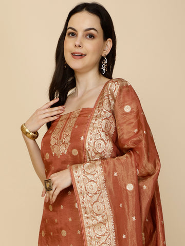 Woven Tissue Unstitched Suit Piece With Dupatta