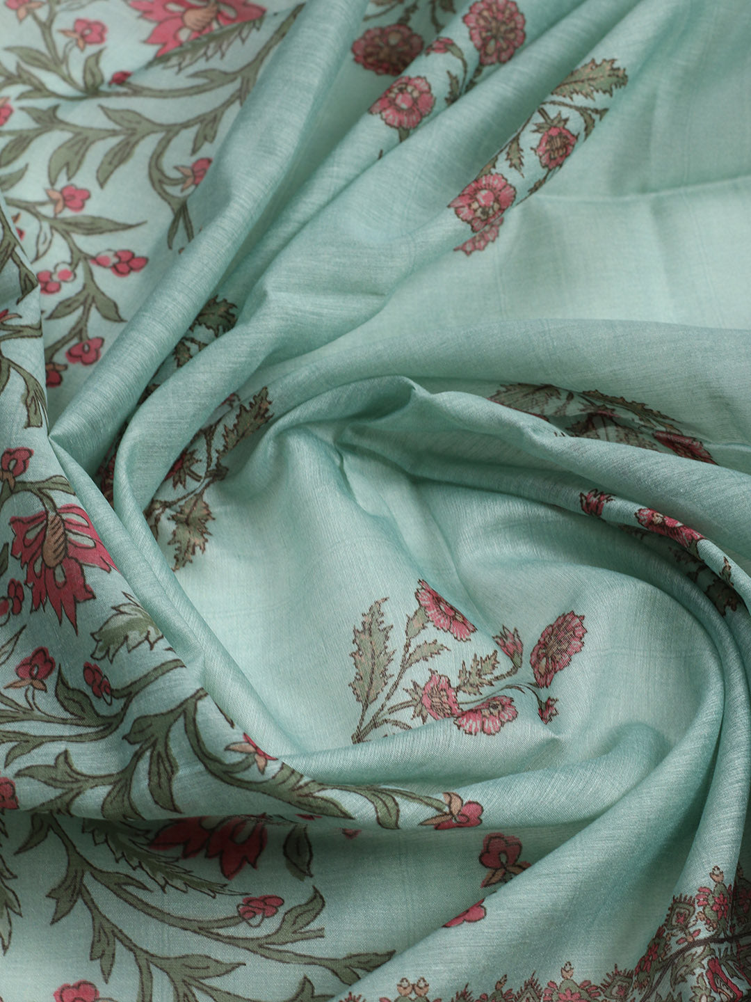 Embroidered Chanderi Unstitched Suit With Pant &amp; Dupatta