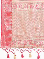 Plain Zari Border Banarasi Woven Saree