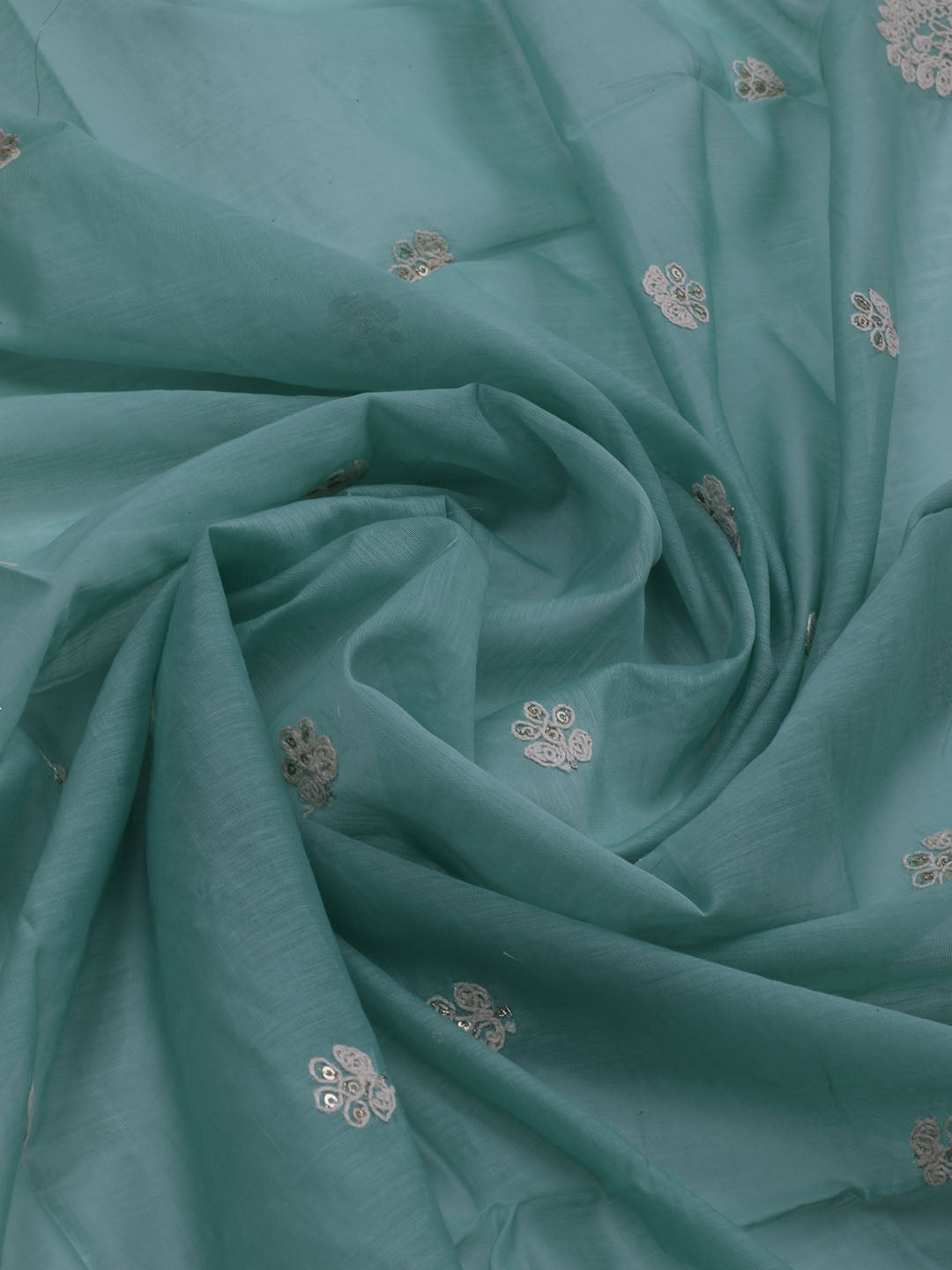 Neck Embroidered Chanderi Unstitched Suit With Dupatta