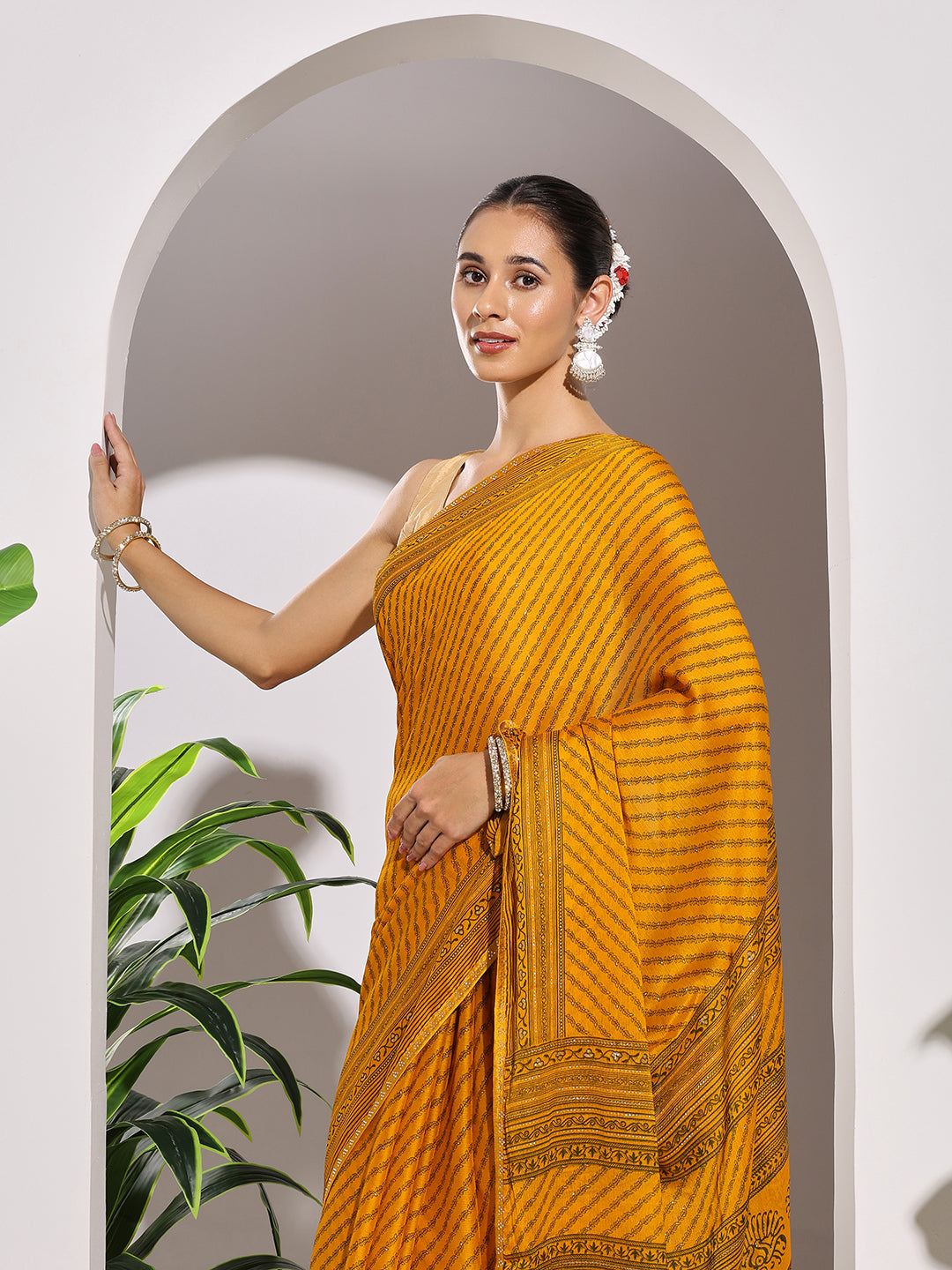 Floral Printed Georgette Saree